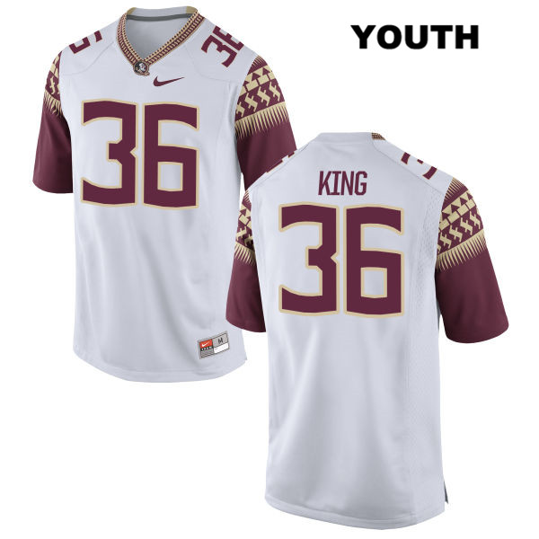 Youth NCAA Nike Florida State Seminoles #36 Aaron King College White Stitched Authentic Football Jersey TTP2369HO